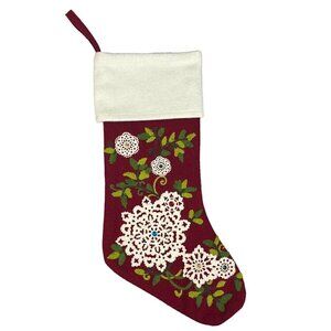 Winter Dreams Christmas Stocking Dolie Embroidered Wool Blend
